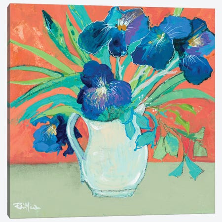 Blue Springtime Vase Canvas Print #RMR39} by Robin Maria Canvas Art Print