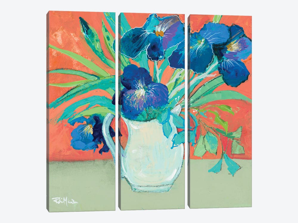 Blue Springtime Vase by Robin Maria 3-piece Canvas Wall Art