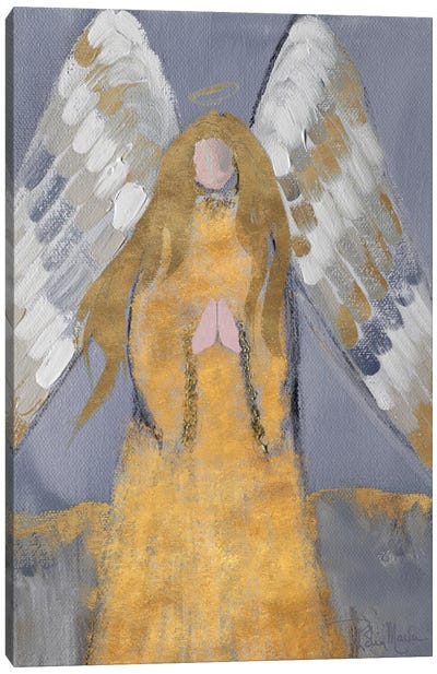 Gold and Silver Angel Canvas Art Print - Christmas Angel Art