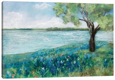 Green Fields II Canvas Art Print - Lake Art
