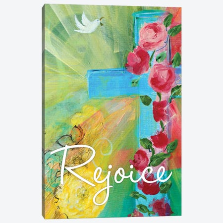 Rejoice Cross Canvas Print #RMR47} by Robin Maria Canvas Art Print