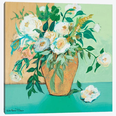 Vase of White Roses Canvas Print #RMR53} by Robin Maria Art Print