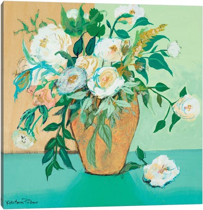Vase of White Roses Canvas Art Print