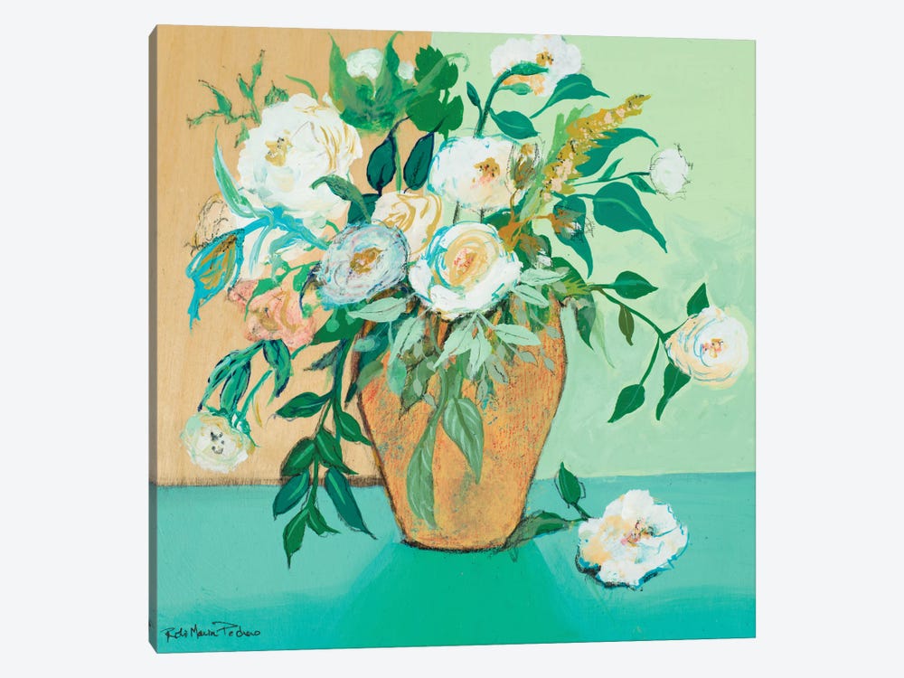 Vase of White Roses by Robin Maria 1-piece Canvas Artwork