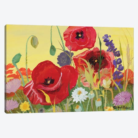 Victory Red Poppies I Canvas Print #RMR54} by Robin Maria Canvas Artwork