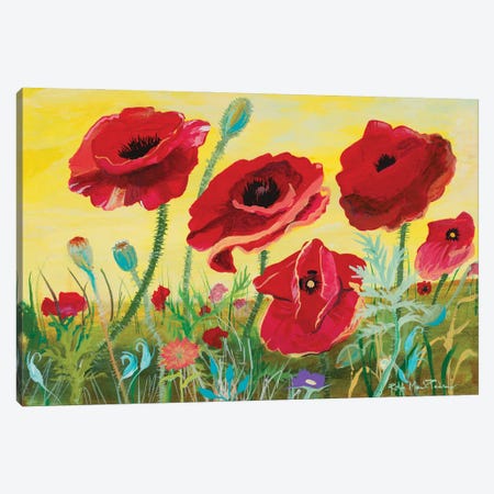 Victory Red Poppies II Canvas Print #RMR55} by Robin Maria Canvas Artwork
