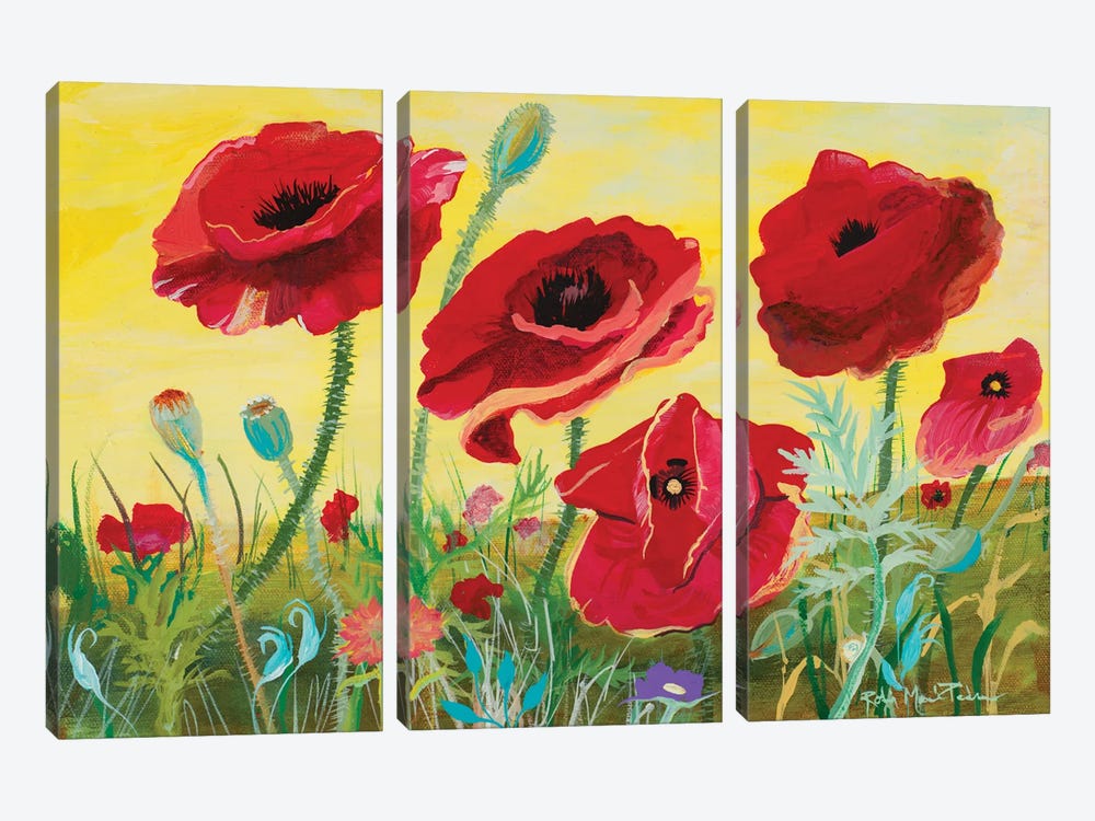 Victory Red Poppies II by Robin Maria 3-piece Canvas Art