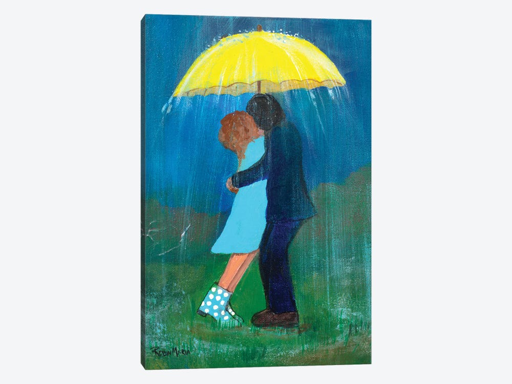 Kissing Under The Yellow Umbrella by Robin Maria 1-piece Canvas Print