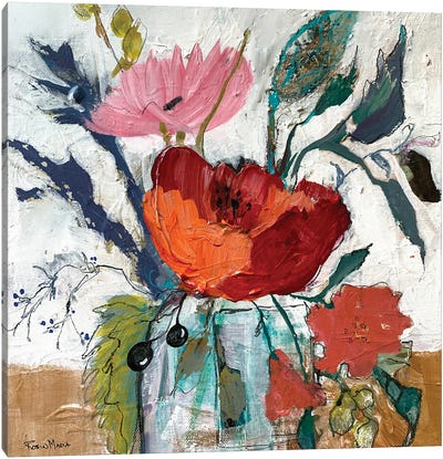 Pretty Jar Of Flowers Canvas Art Print