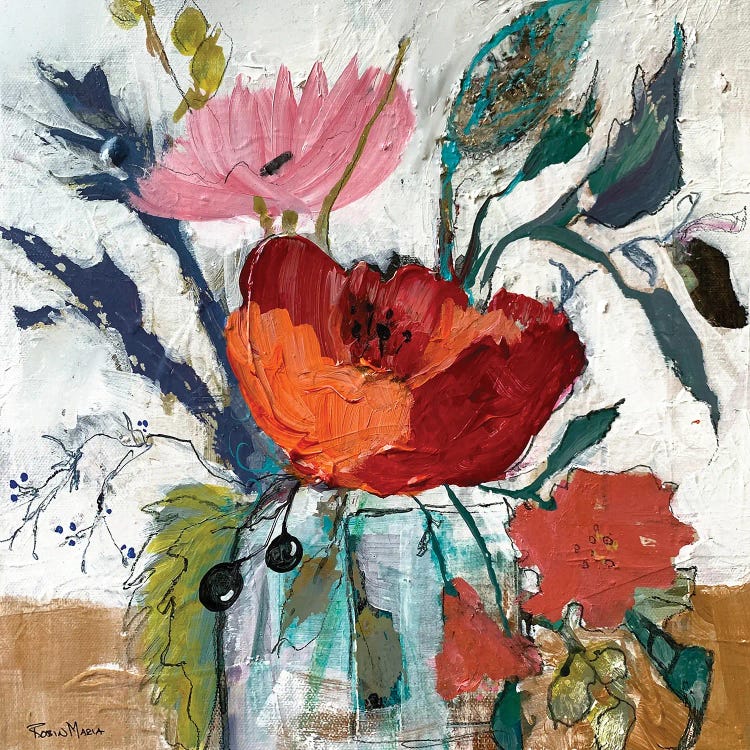 Pretty Jar Of Flowers by Robin Maria wall art