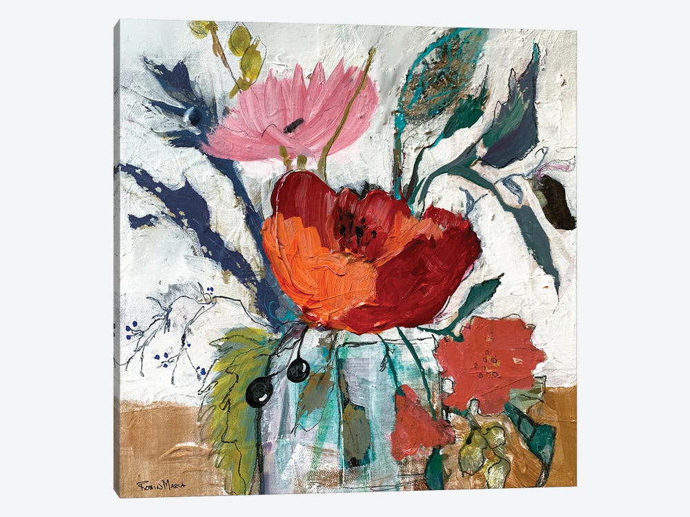 Pretty Jar Of Flowers by Robin Maria 1-piece Canvas Artwork