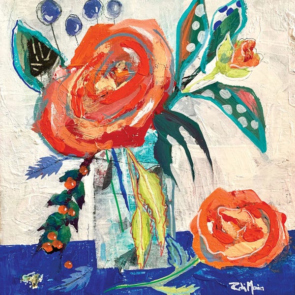 Fine Art Print: Rose And Berry Rendezvous by Robin Maria