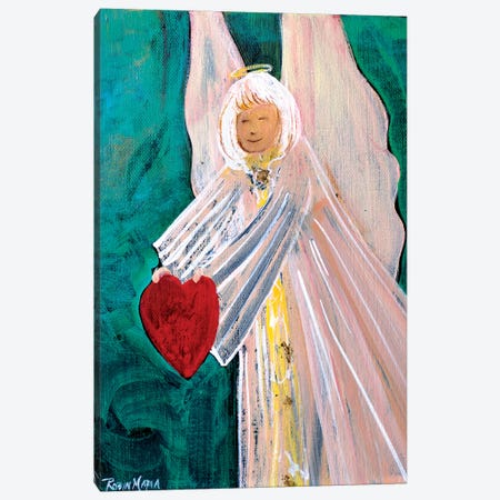 Angel Sharing Heart Canvas Print #RMR6} by Robin Maria Canvas Wall Art