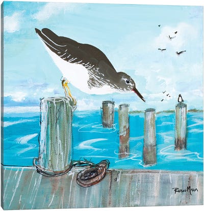 Sandpiper Pier Canvas Art Print - Gull & Seagull Art