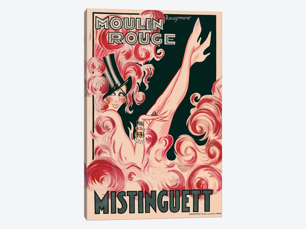 Moulin Rouge Mistinguett Advertisement, 1925 by Rougemont 1-piece Canvas Print