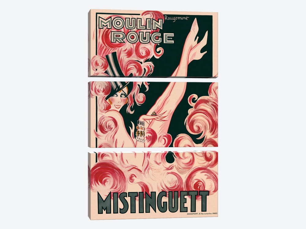 Moulin Rouge Mistinguett Advertisement, 1925 by Rougemont 3-piece Art Print