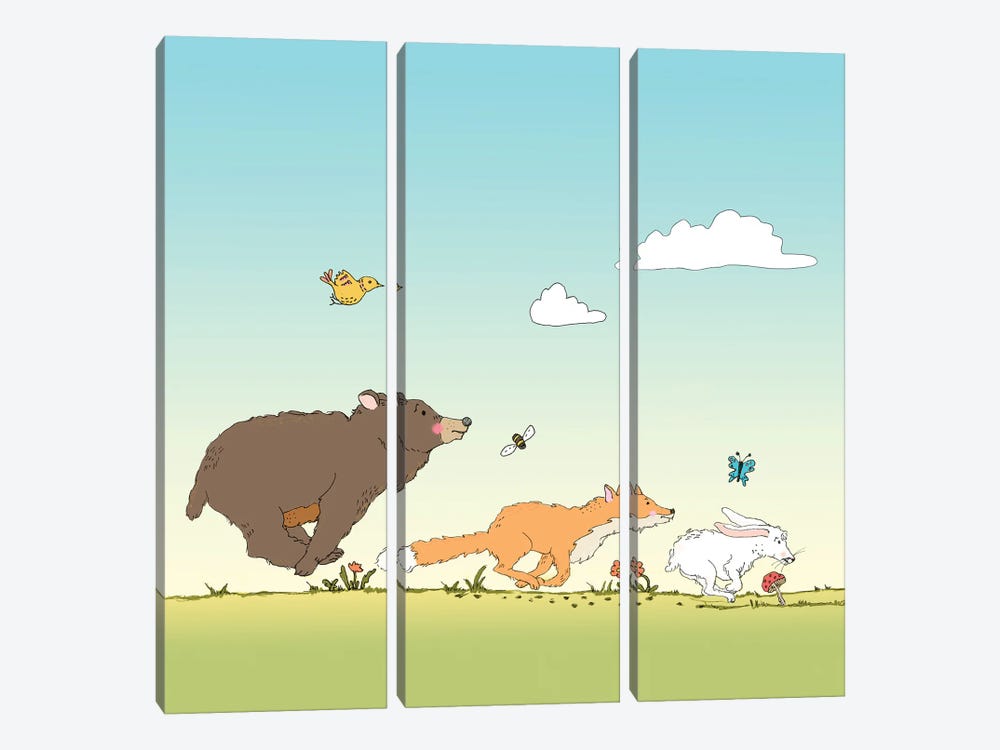 Proper Game Of Chase by Roberta Murray 3-piece Canvas Art Print