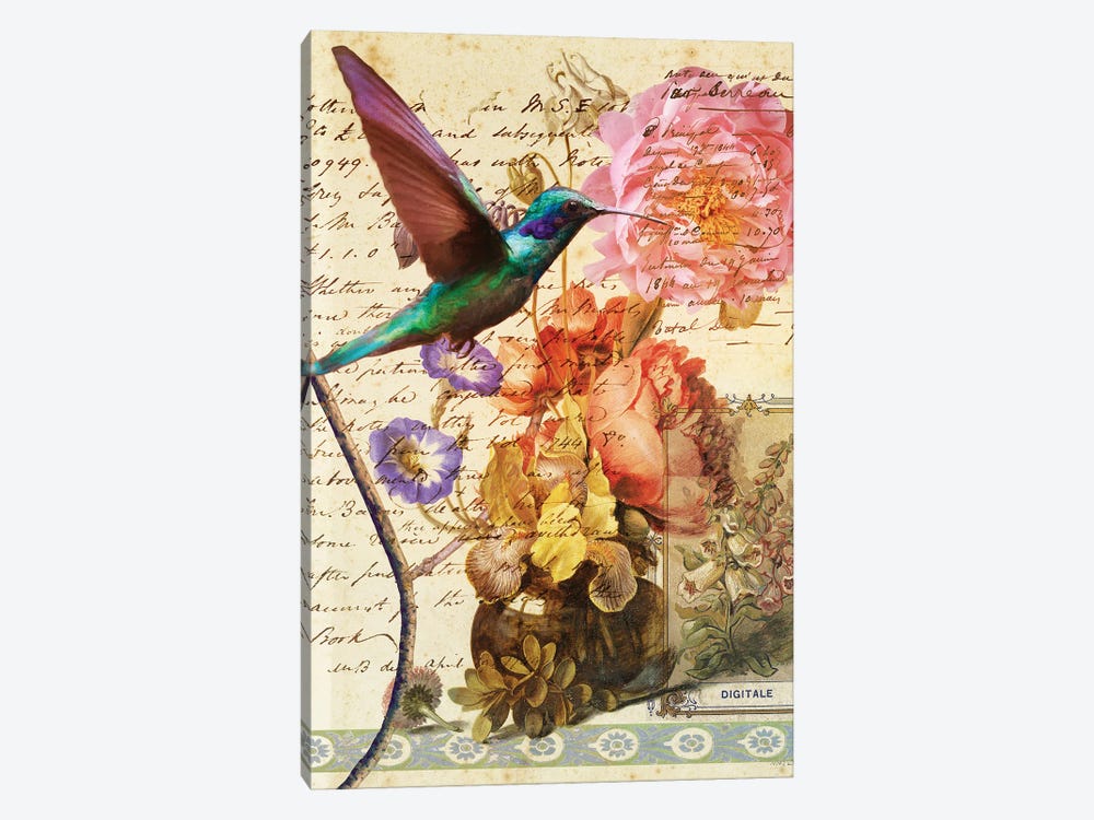 Hummingbird With Flowers by Roberta Murray 1-piece Art Print