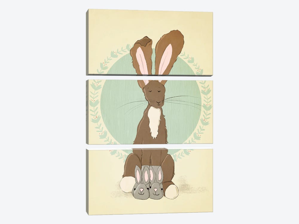 Bunny Slippers by Roberta Murray 3-piece Canvas Artwork