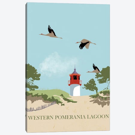 Western Pomerania Lagoon Cranes Canvas Print #RMU272} by Roberta Murray Canvas Art