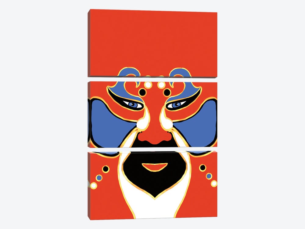 Chinese Opera Mask by Roberta Murray 3-piece Canvas Wall Art