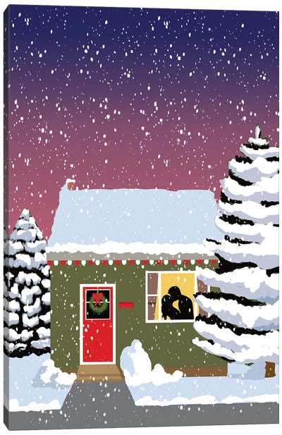 Cozy Winter House Canvas Art Print - Roberta Murray