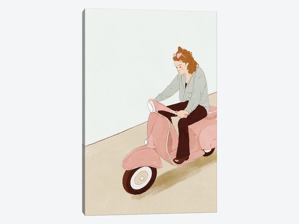 Pink Scooter by Roberta Murray 1-piece Canvas Art Print