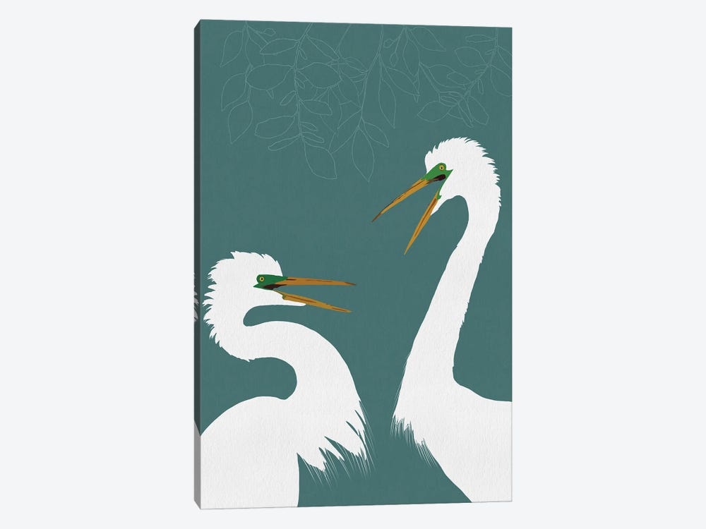 Garden Egrets by Roberta Murray 1-piece Canvas Artwork