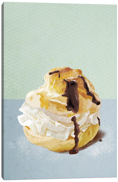Cream Puff Canvas Art Print - Cake & Cupcake Art