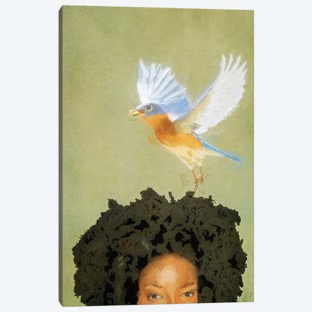 Bird Whisperer Canvas Print #RMU371} by Roberta Murray Canvas Print