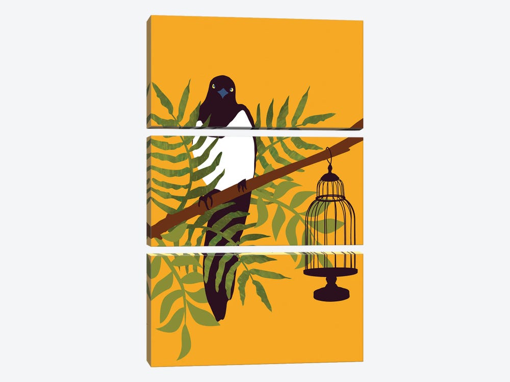 Tropical Magpie by Roberta Murray 3-piece Canvas Print