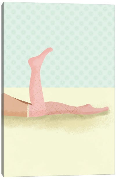 Pink Socks Canvas Art Print - Lingerie Art