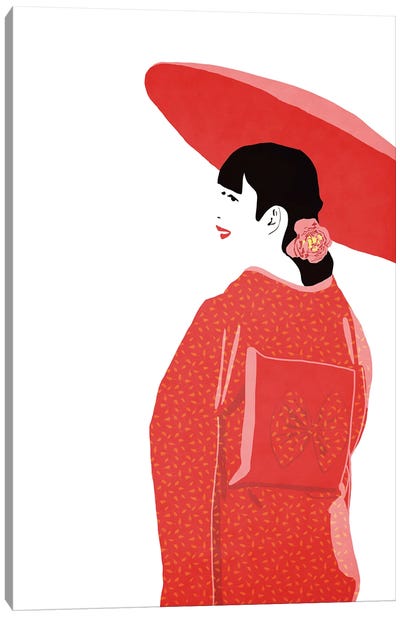 Parasol Canvas Art Print - Geisha