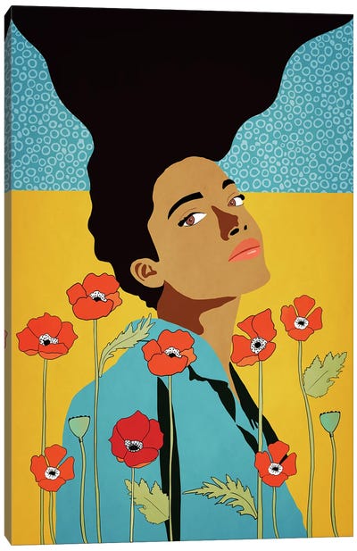 Black Poppy Canvas Art Print - Roberta Murray
