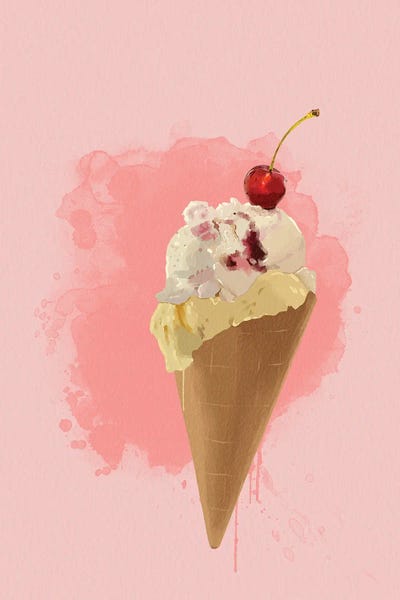 Roberta Murray - Canvas Prints: Cherry Custard Ice Cream by Roberta Murray