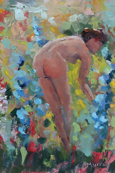 Roberta Murray - Canvas Prints: She Loved Her Delphiniums by Roberta Murray