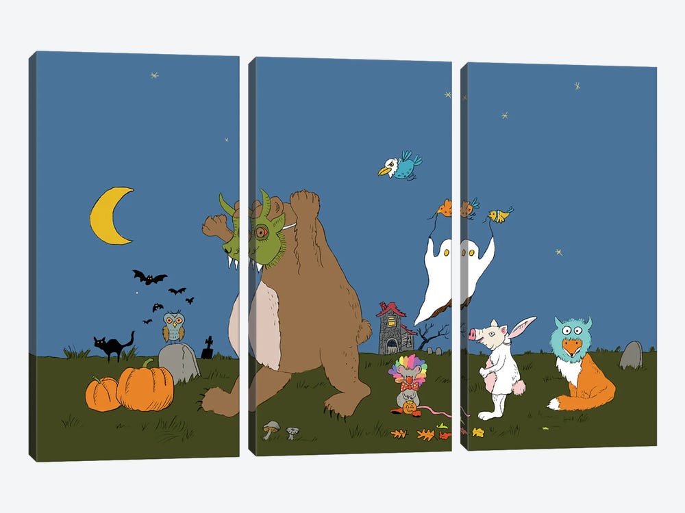 Hallow's Eve Caper by Roberta Murray 3-piece Canvas Print