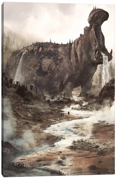 Hippo Mountain Canvas Art Print - Gentle Giants