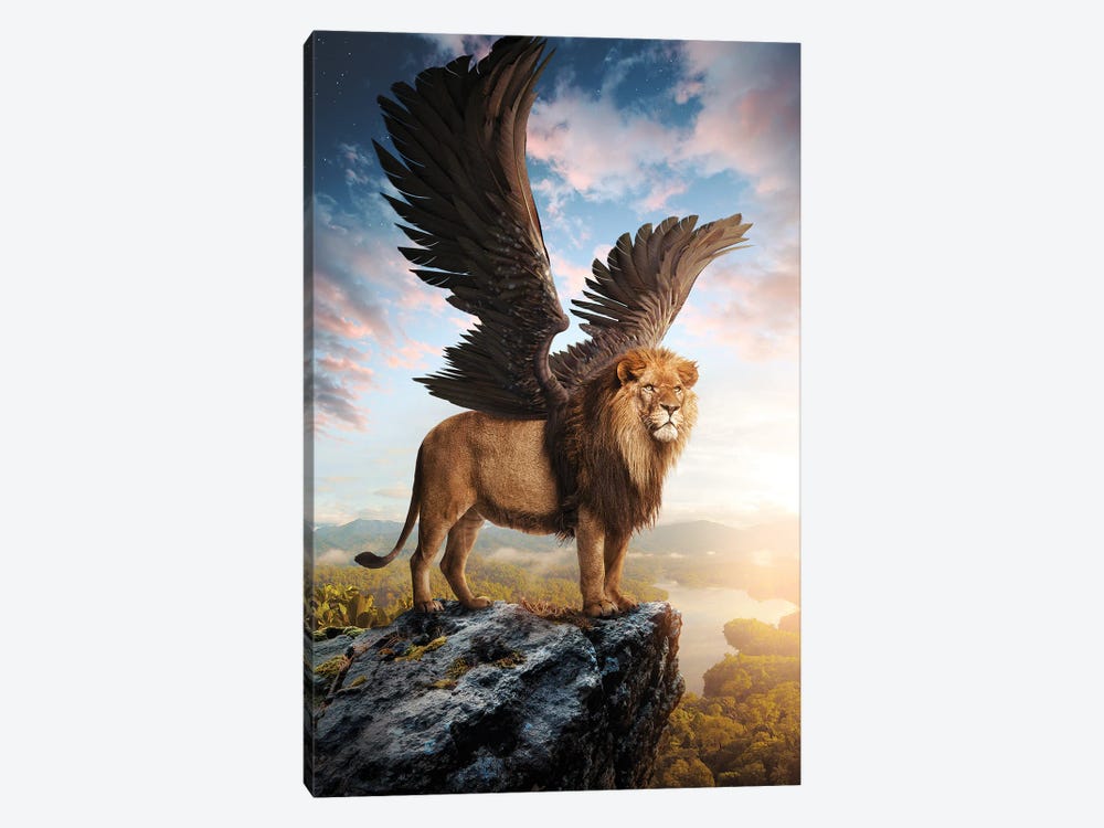 drawings of lions with wings