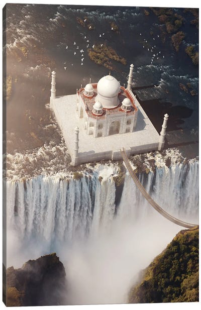 Taj Mahal Waterfall Canvas Art Print