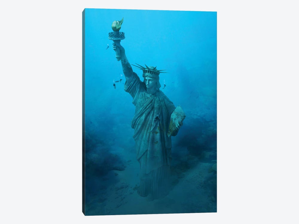 Statue Of Liberty Underwater by Ruvim Noga 1-piece Canvas Print