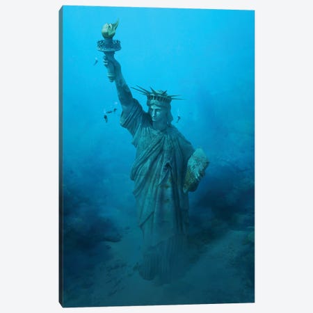 Statue Of Liberty Underwater Canvas Print #RNG35} by Ruvim Noga Canvas Print