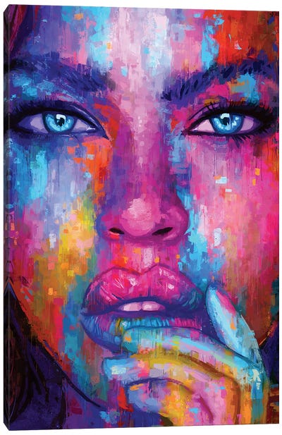 Colorful Abstract Portrait of a Woman Canvas Art Print - Ruvim Noga