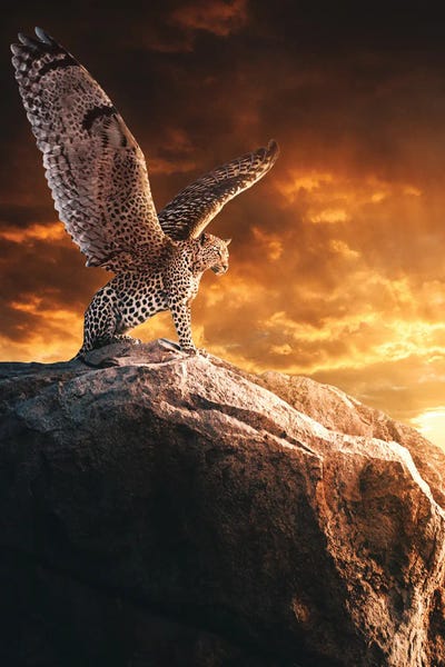 Ruvim Noga: Winged Guardian At Sunset by Ruvim Noga