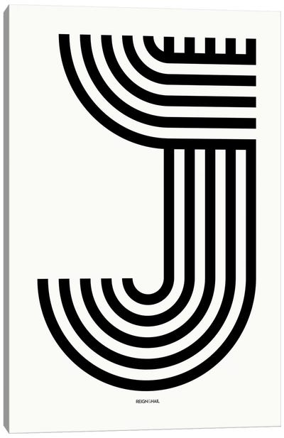 J Geometric Letter Canvas Art Print - Letter J