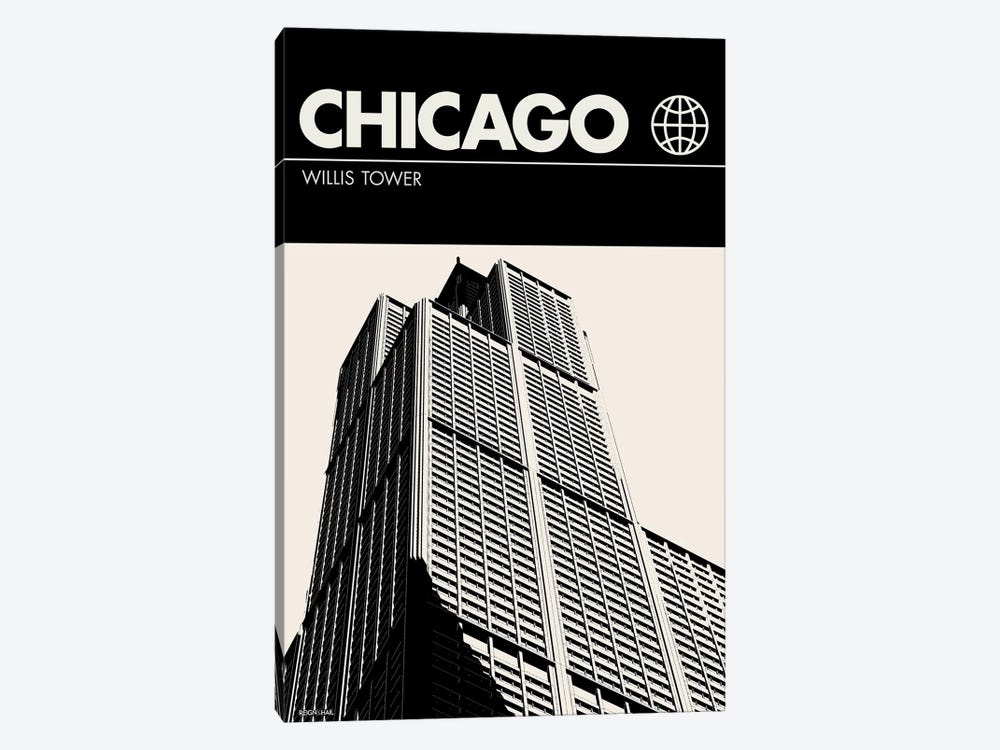 Chicago In Black And White by Reign & Hail 1-piece Canvas Art Print