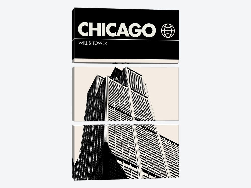 Chicago In Black And White by Reign & Hail 3-piece Canvas Print