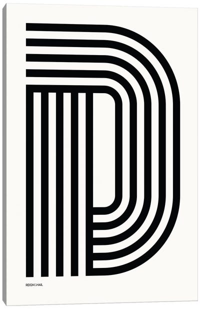 D Geometric Letter Canvas Art Print - Letter D