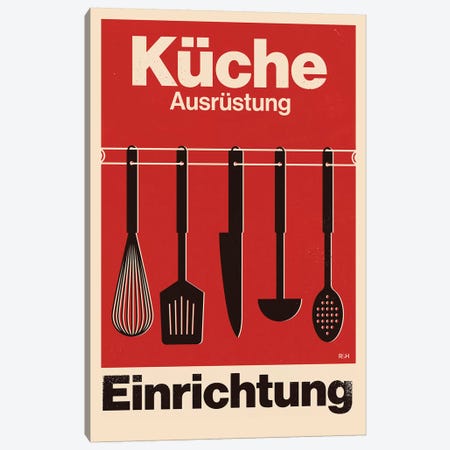 Kitchen - Swiss Style Typographic Poster. Canvas Print #RNH51} by Reign & Hail Canvas Print