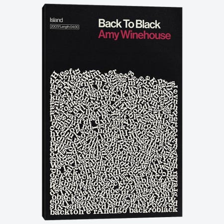 Back To Black By Amy Winehouse Lyrics Print Canvas Print #RNH52} by Reign & Hail Art Print